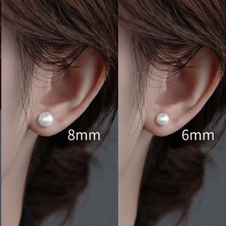 BWjewerly pearl earrings ต่างหูมุกน้ำจืด างหูแฟชั่น Size 6/8mm D027