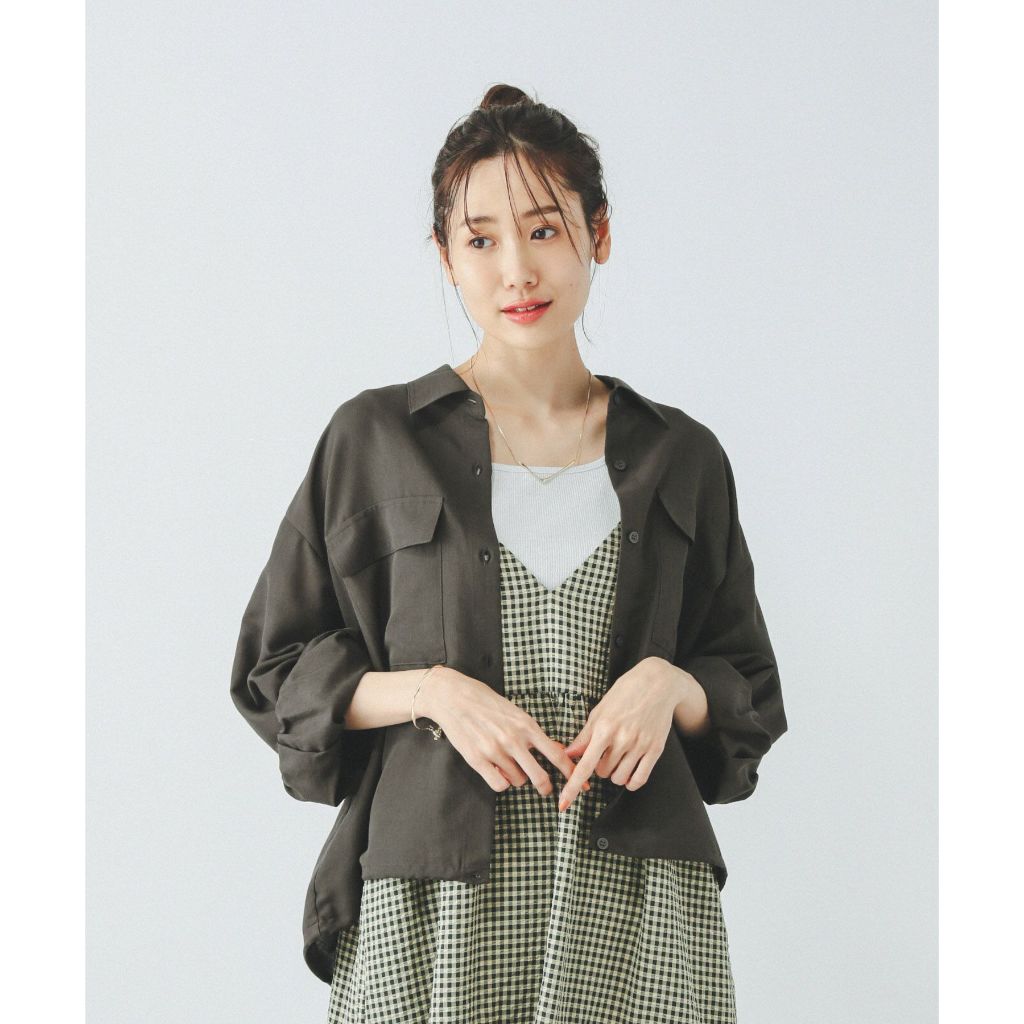 GLOBAL WORK เสื้อเชิ้ตครอป แห้งเร็ว ยับยาก Easy Care Sheer Cropped Shirt