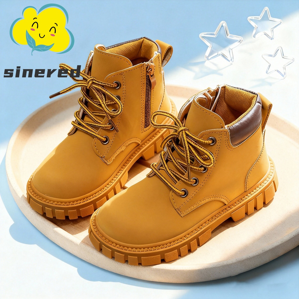 Sinered Children Short Boots Fashion Baby Shoes Anti-slip Waterproof Ankle Boots ankle  Boots Lace U