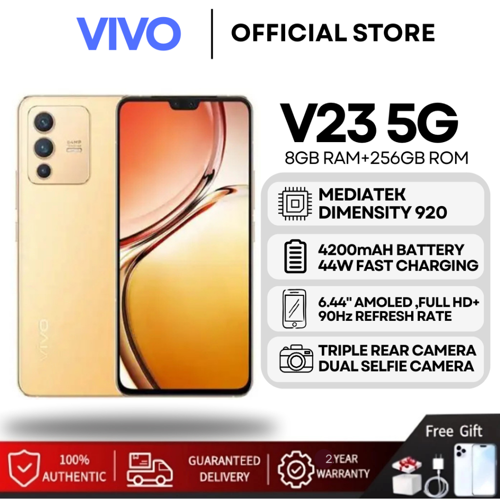 vivo V23 5G สมาร์ทโฟน | กล้องหน้า 50MP ถ่ายสวย | กล้องหลัง 64MP | AMOLED | ชาร์จเร็ว | เครื่องศูนย์ไทย