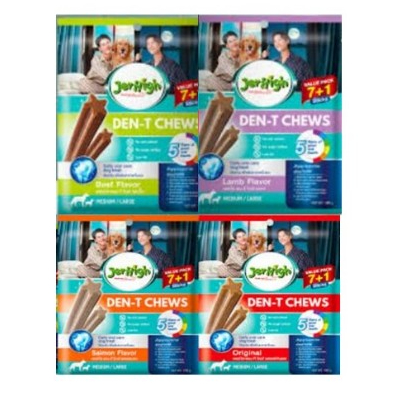 1 ซอง Jerhigh (เจอร์ไฮ) 180g Den-T Chews สำหรับสุนัขพันธุ์กลาง-พันธุ์ใหญ่ ขนมขัดฟันสุนัข กินปากหอมสะอาด ฟันแข็งแรง