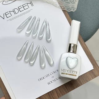VENDEENI สีลูกแก้วซาติน/แฟลช สีเงินขาว ขวดหัวใจ ลูกแก้วทาทับสีพื้นได้ทุกสี แยกขวด ขนาด 12ml