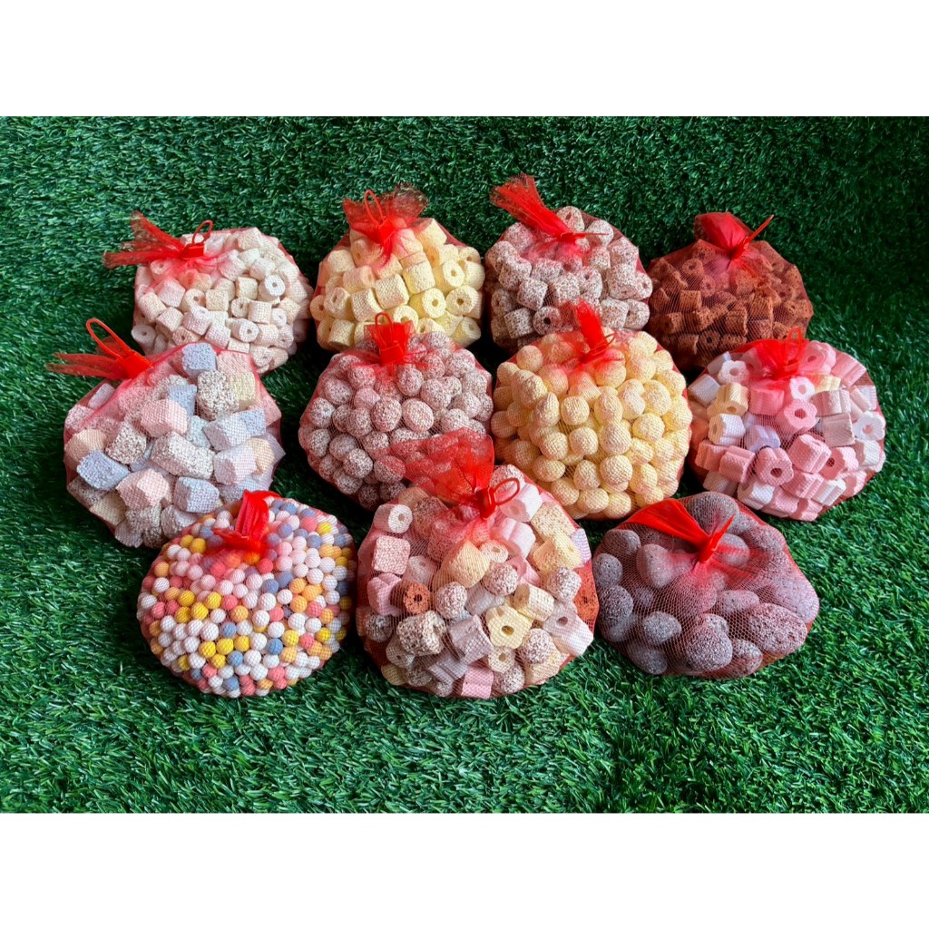 วัสดุกรองชีวภาพตู้ปลา หินภูเขาไฟ+เซรามิคริงหลายสี เพิ่มแบคทีเรีย น้ำใสสุขภาพดี