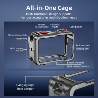 สําหรับ DJI Osmo Action 6 โลหะกรงกระต่ายกรอบ Multi functional ขยายกรอบ Action 6 อุปกรณ์เสริมสําหรับกล้องกีฬา