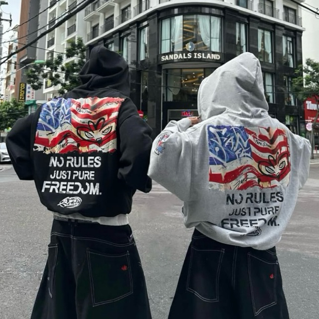 Pre-order (14-20days) แบรนด์เวียดนาม 🇻🇳 FAFIC | FREEDOM fleece zip jacket - HOODIE ZIP BIG BOXY FAFIC studio - UNISEX🖤