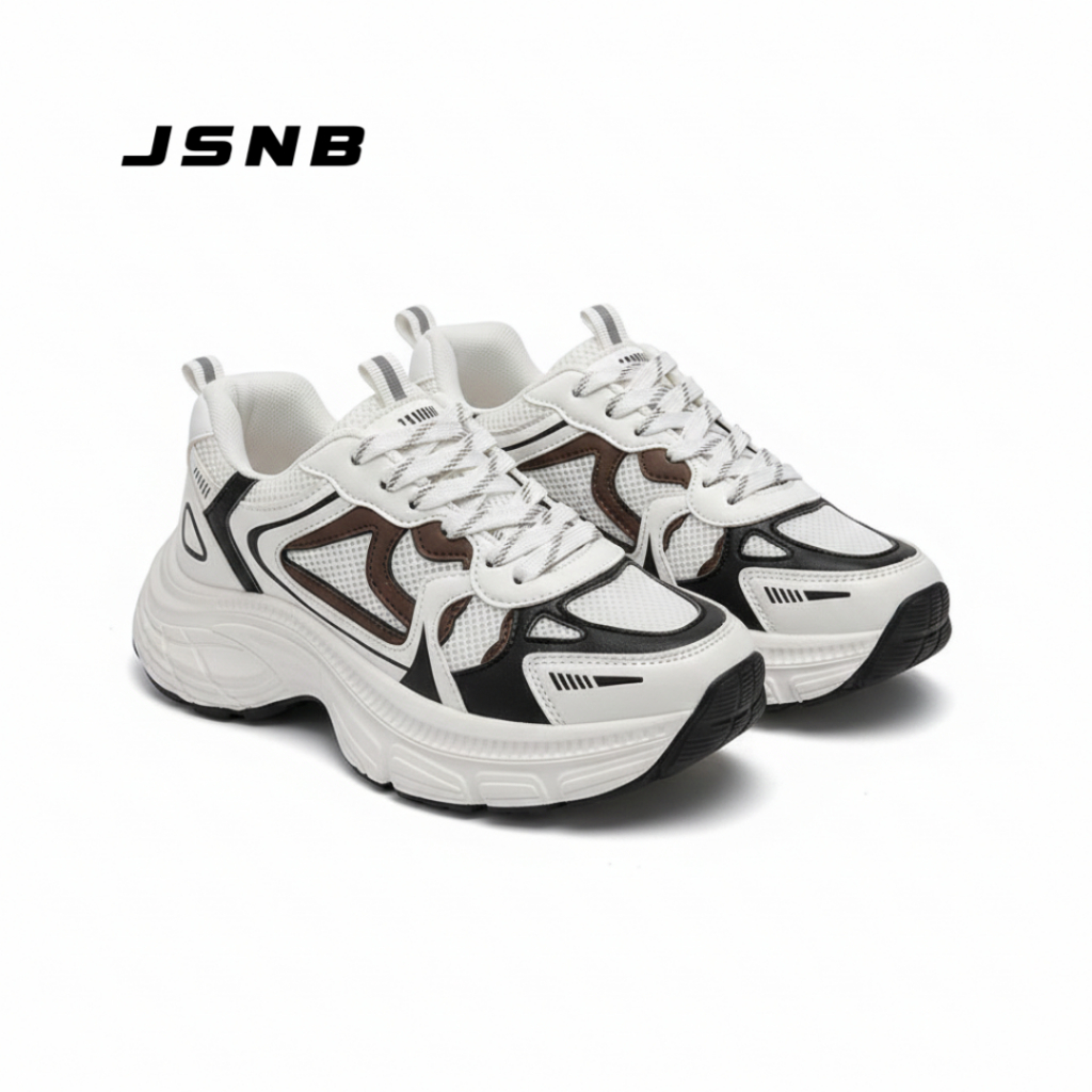 JSNB ส่งฟรี รองเท้าผ้าใบ พร้อมส่ง รองเท้าผ้าใบแฟชั่น รองเท้าผู้หญิงพื้นหนา มินิมอล รองเท้าลำลอง รองเ