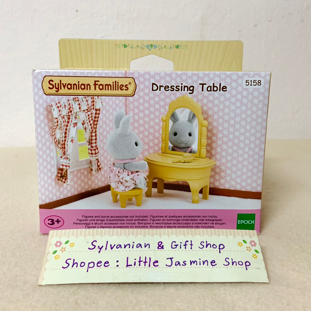 🏠 โต๊ะเครื่องแป้ง+เก้าอี้นั่งแต่งหน้า แต่งตัว หวีแปรง ซิลวาเนียนแท้ Dressing Table : Sylvanian Families บ้านตุ๊กตา