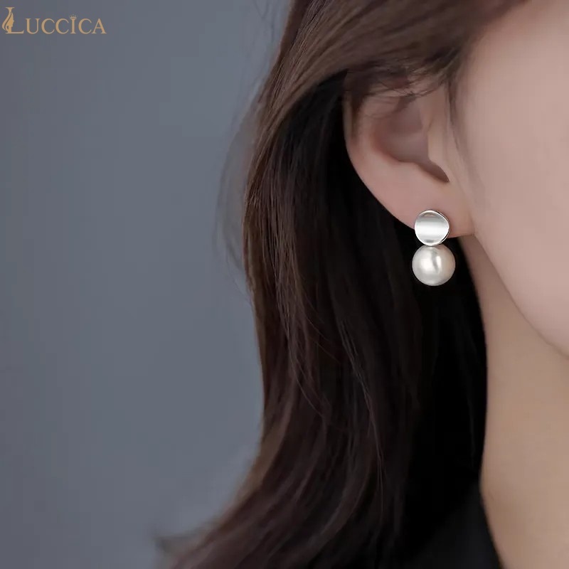 luccica-ต่างหูมุกสไตล์เกาหลี ต่างหูอเนกประสงค์ เงินสเตอร์ลิง S925 ต่างหูมุกแบบติดหู (คู่)