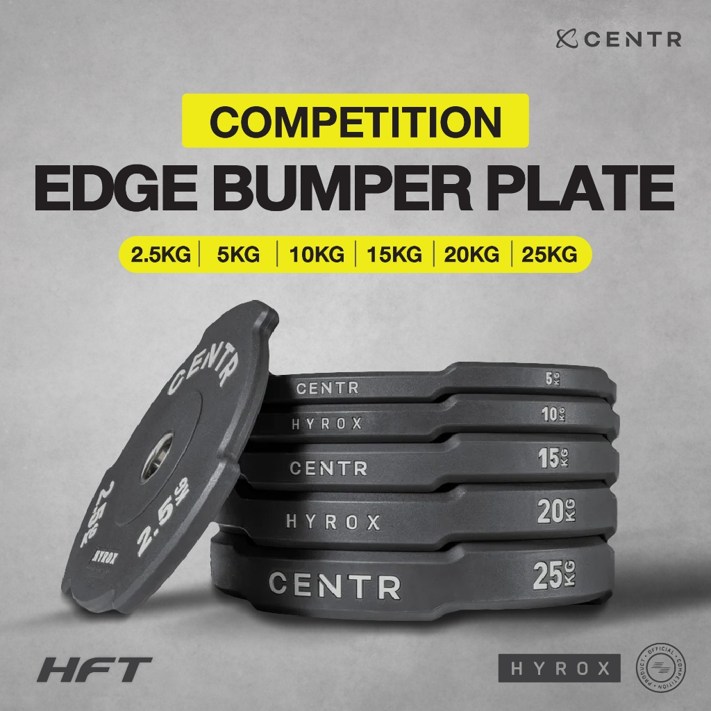 แผ่นน้ำหนัก EDGE Bumper Plate 2.5-25 kg Centr x Hyrox สำหรับฝึก Hyrox - Homefittools