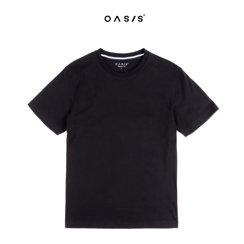 OASIS เสื้อยืดผู้ชายสีดำ เสื้อยืด คอกลม คอตตอน100% รุ่น MTC-1957R