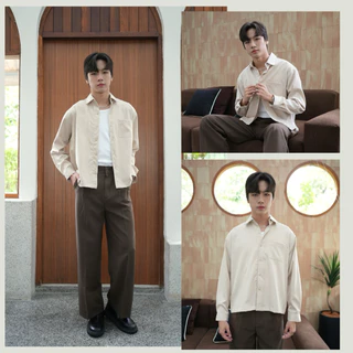 เสื้อเชิ้ตครอปลายริ้ว Unisex Prompt Striped crop แขนสั้น/แขนยาว มีไซส์ อก40"/44"/48" เสื้อเชิ้ตครอปผู้ชาย