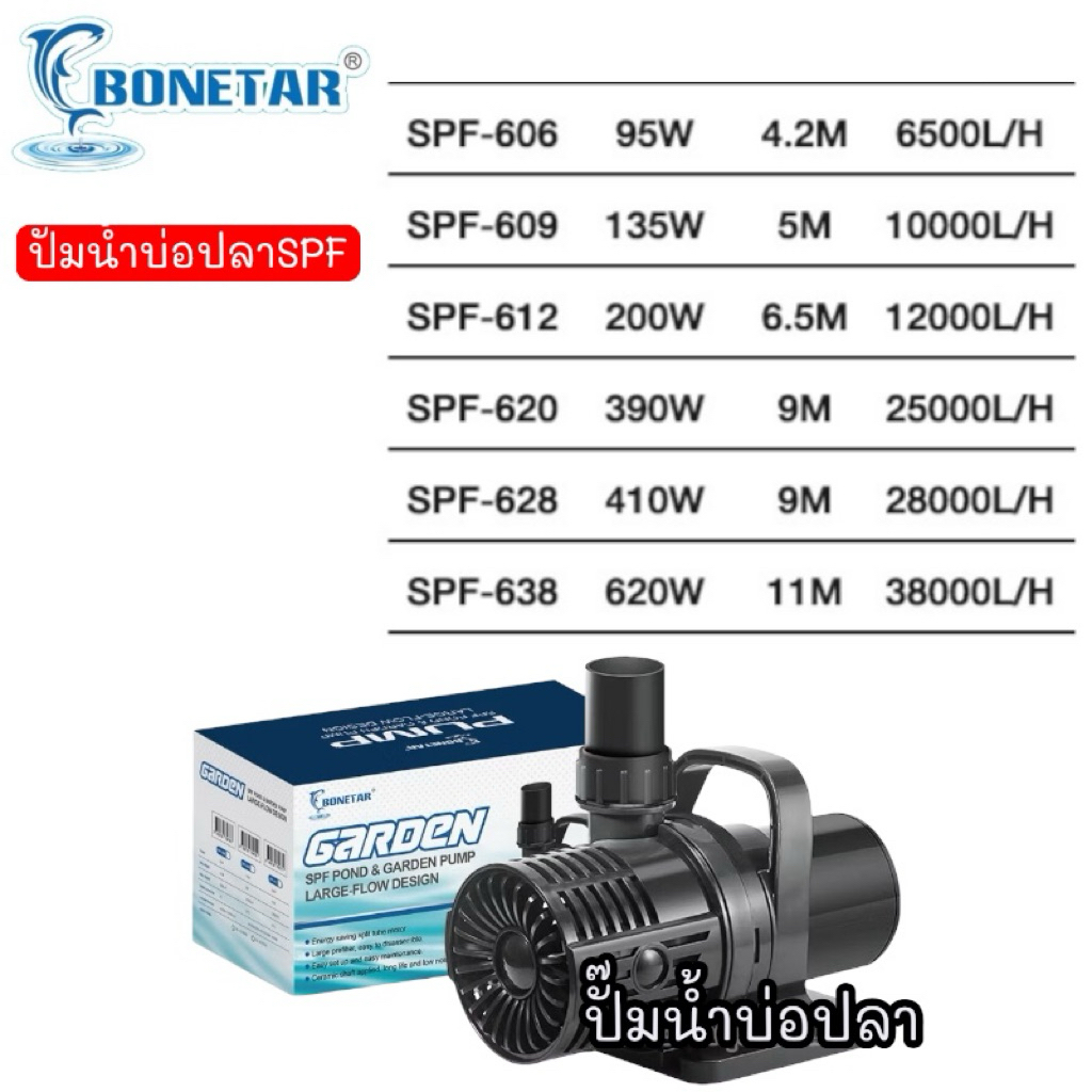 ปั้มน้ำประหยัดไฟ Bonetar SPF waterpump ปั๊มน้ำพุ ปั๊มน้ำตก ปั๊มน้ำบ่อปลา-ตู้ปลา ปั๊มน้ำบ่อปลาขนาดใหญ