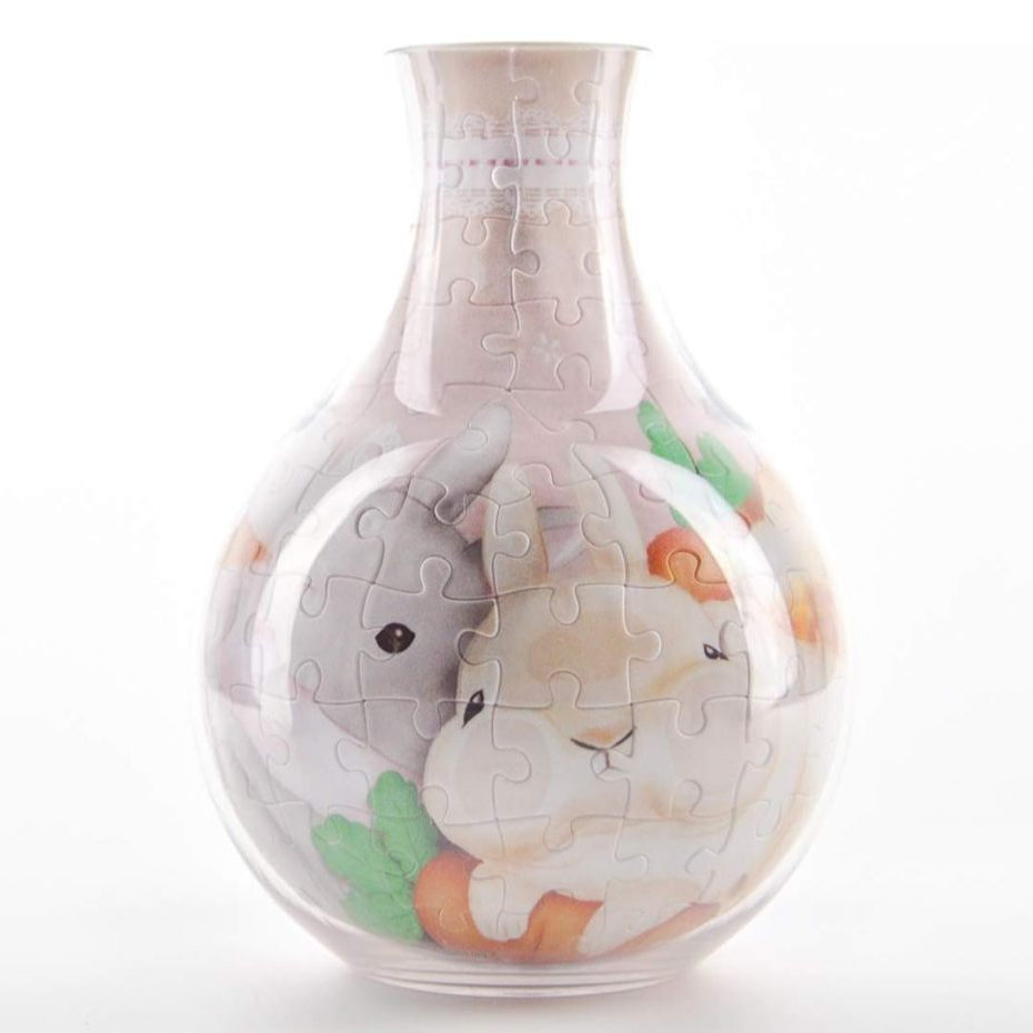 PINTOO: 3D Puzzle Vase - Lovely Rabbits (128 Pieces) [3D Plastic Jigsaw Puzzle]‎