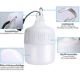 Ofeel【ซื้อ1แถม1】ไฟโซล่าเซลล์ โซล่าเซลล์ 300000W หลอดไฟ โซล่าเซลล์ LED ไลท์แสงสีขาวกันน้ำ และกันฝุ่นละออง ชาร์จไฟอัตโนม