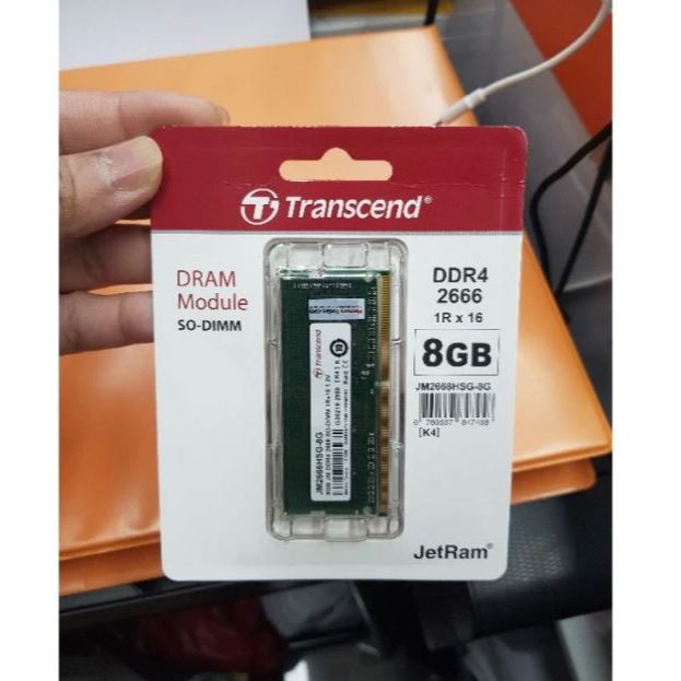 Transcend RAM-Memory DDR4-2666 SO-DIMM 8GB รับประกันตลอดอายุการใช้งาน- JM2666HSG-8G #RAM  #DDR4
