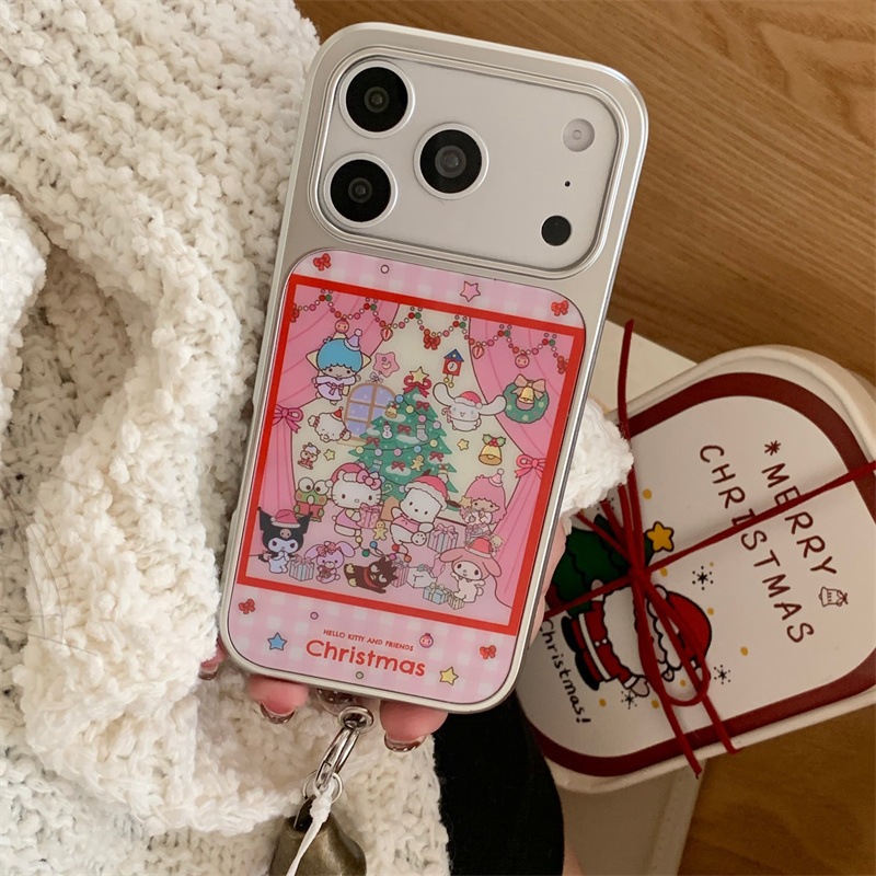 [13PRO,14PM,15PM] เคสน้องซานคริสมาส งานโฮโลแกรม ขอบสีเงิน เคสไอโฟน พร้อมส่ง เคสสำหรับ IPHONE CASE
