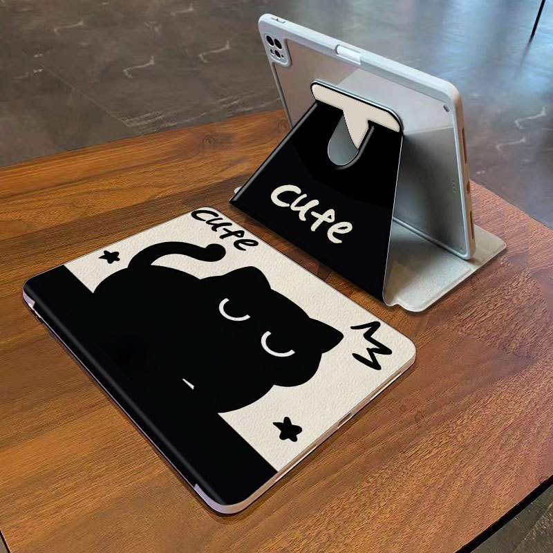 🚚ส่งใน 24 ชม🚚 เคสไอแพด 360°Gen11 Black Cat มีที่ใส่ปากกา Acrylic เคสipad Gen10 Gen9 Air7 Pro11 12.9
