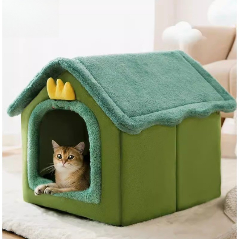 ที่นอนสัตว์เลี้ยง บ้านแมวอบอุ่น บ้านหมา 2-in-1 พื้นที่ขนาดใหญ่ กึ่งปิด ด้านล่างมีกันลื่น นุ่มและสบาย - รูปที่ 7