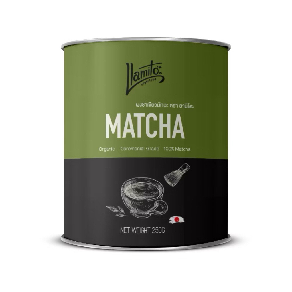 Llamito Matcha Japan ผงมัทฉะ ออร์แกนิค (Organic Matcha Powder) ขนาด 250g  ไม่ผสมแป้ง ไม่ผสมน้ำตาล ทา