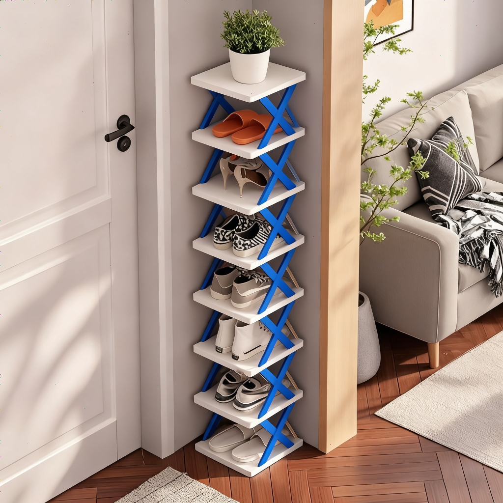 ชั้นวางรองเท้าทรง X สไตล์มินิมอล วางซ้อนกันได้ 3-6 ชั้น มีให้เลือกหลายสี หลายขนาด