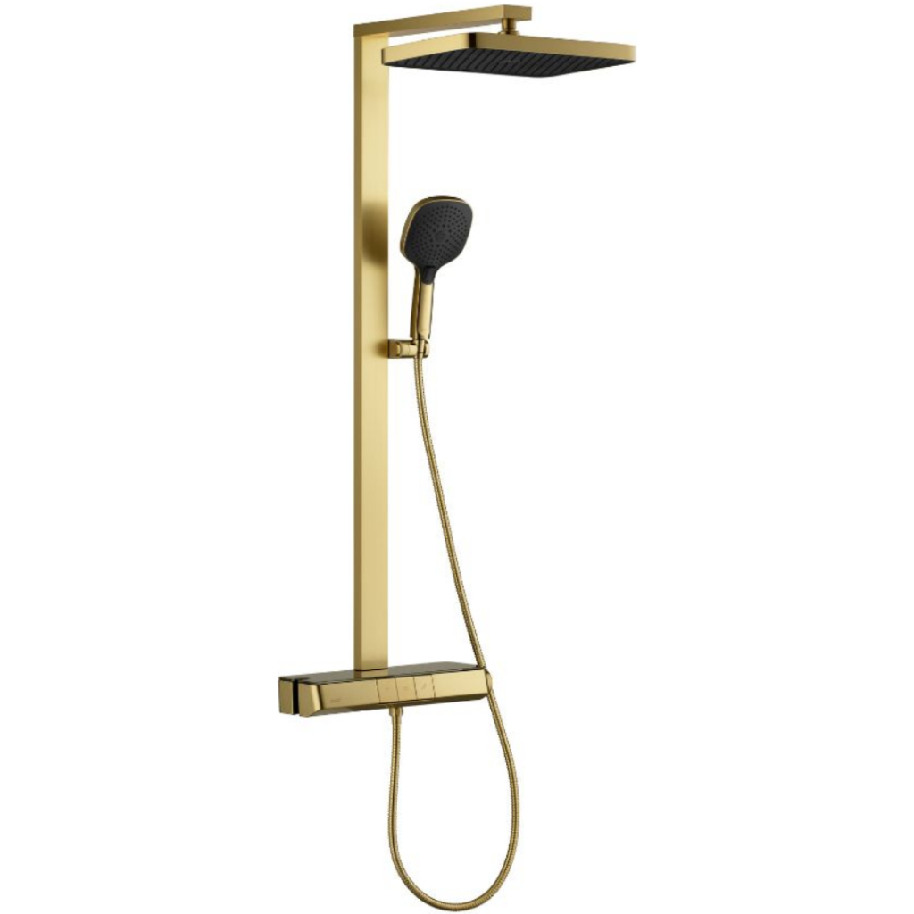 COTTO CT5104W ก๊อกผสมยืนอาบน้ำพร้อมวาล์วควบคุมอุณหภูมิ ฝักบัวสายอ่อน 3 ฟังก์ชั่น รุ่น เบรนต้า