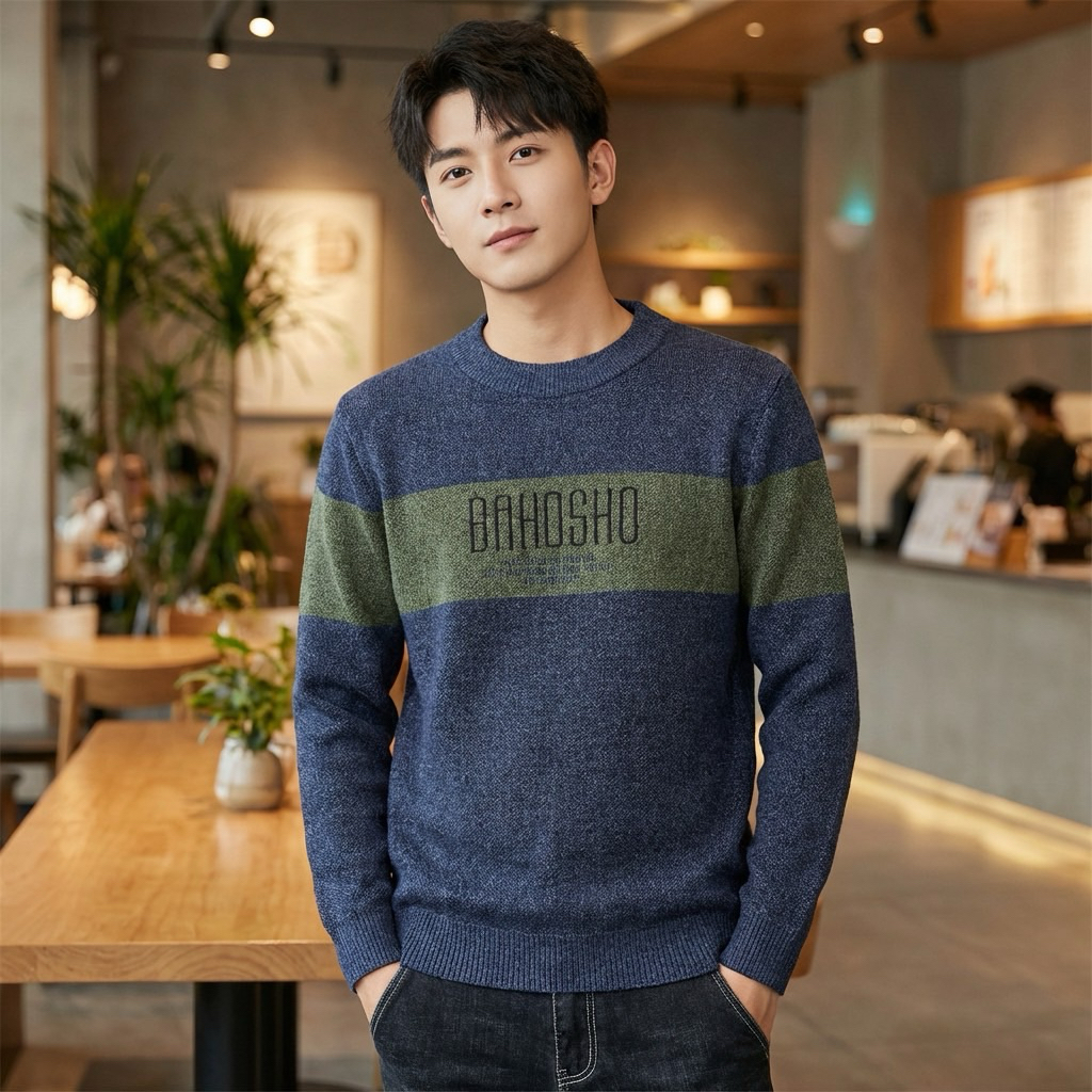 เสื้อคลุมสเวตเตอร์ เสื้อกันหนาวผู้ชายรุ่นฤดูใบไม้ร่วงและฤดูหนาวใหม่,เสื้อไหมพรมถัก เสื้อคลุมสเวตเตอร์