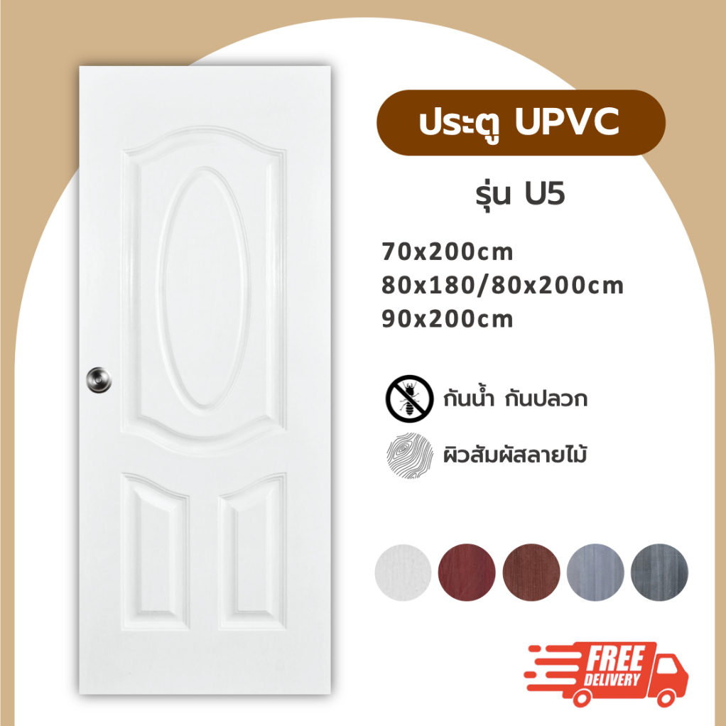 ประตู UPVC รุ่น U5 ขนาด 70x200 80x200 90x200