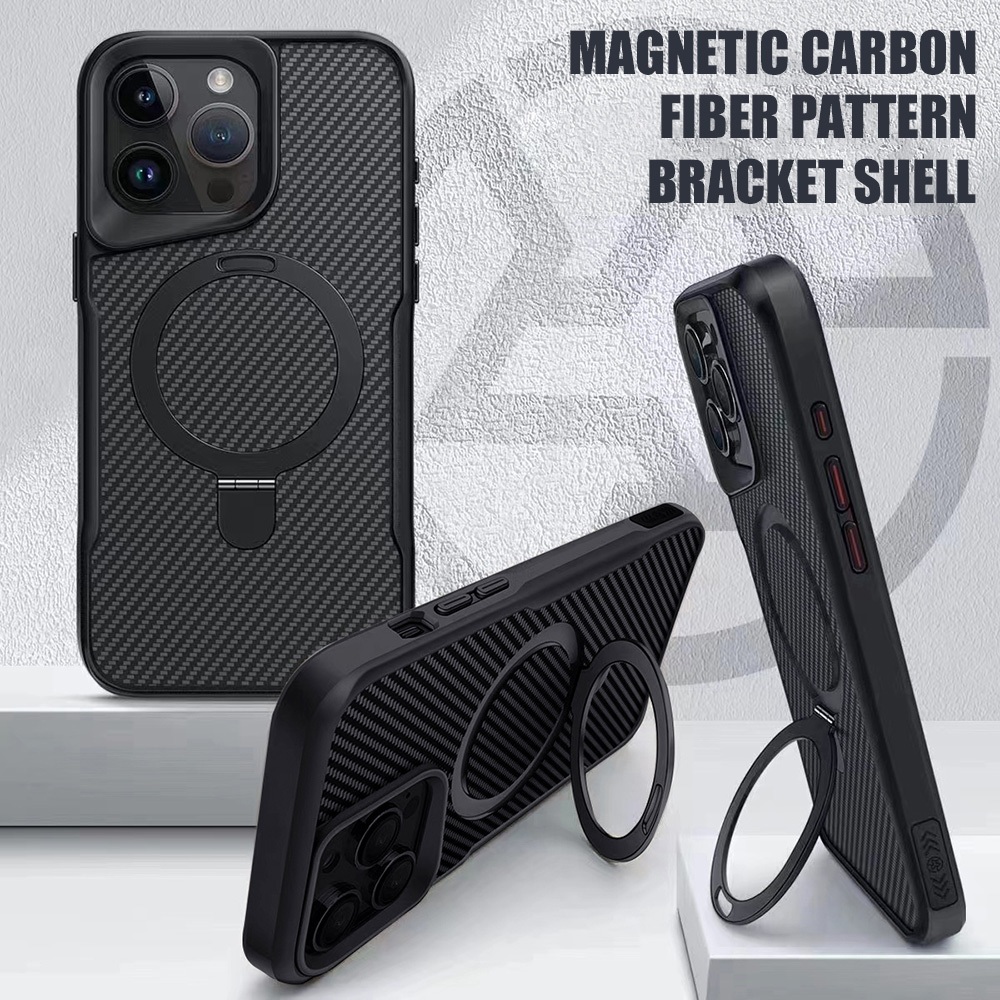 Magnetic เคสโทรศัพท์ For iPhone 13 11 17 pro max Case iPhone 11 15 16 pro max 14 12 pro max พื้นผิวคาร์บอนไฟเบอร์ รองรับ