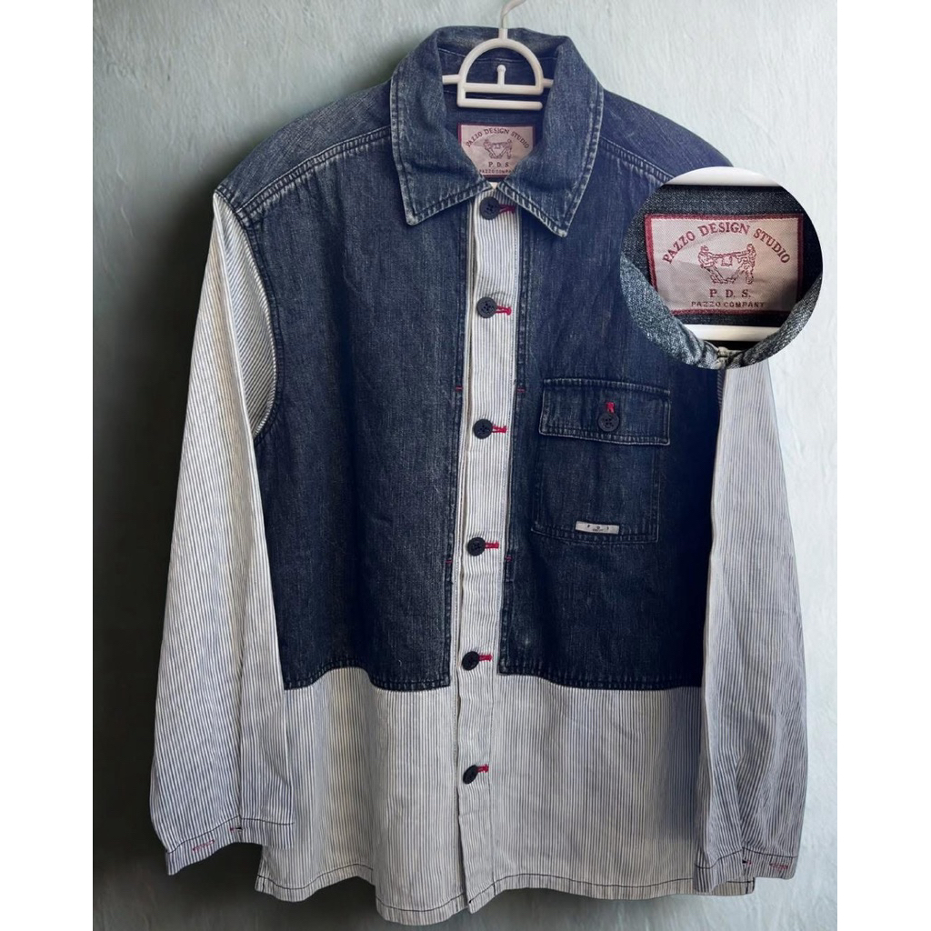 PAZZO DESIGN STUDIO เสื้อเชิ้ตแต่งยีนส์ อก 46“ ยาว 29“