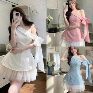 “Rosabelle BowTop 💕(อก28-38) เสื้อโบว์ไหล่เดียวทรงเก๋ งานสวยหรูดูแพงมากกก✨สาวอวบ ใส่ได้อกถึง 38 นิ้ว