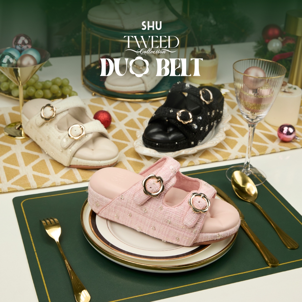 SHU SOFASHOES 2.5" TWEED DUO BELT รองเท้าแตะ
