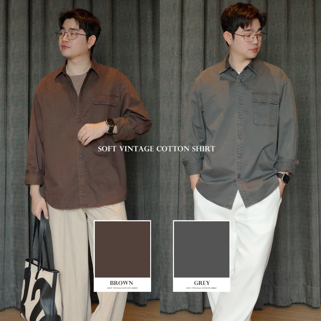 SOFT VINTAGE COTTON SHIRT - เสื้อเชิ้ตคอตตอนวินเทจ
