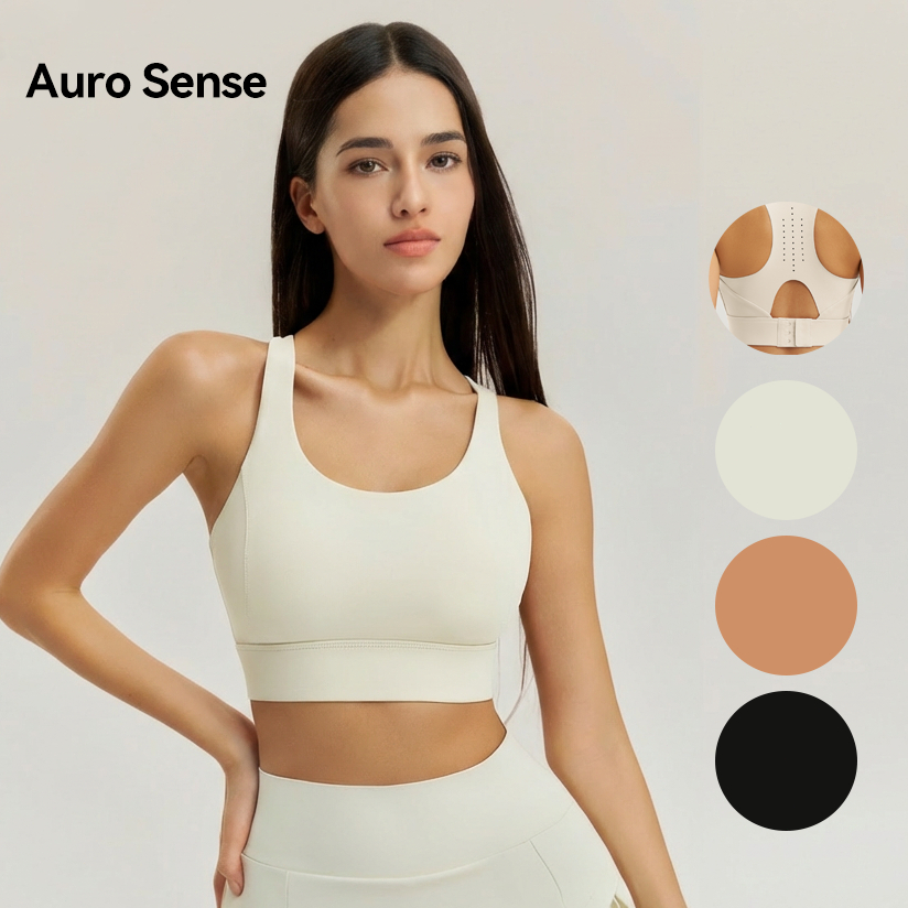 Auro Sense สปอร์ตบรา ใส่ง่าย กระชับ ตะขอ 3 ระดับ แผ่นรองไม่ขยับ เหมาะสำหรับโยคะ ฟิตเนส