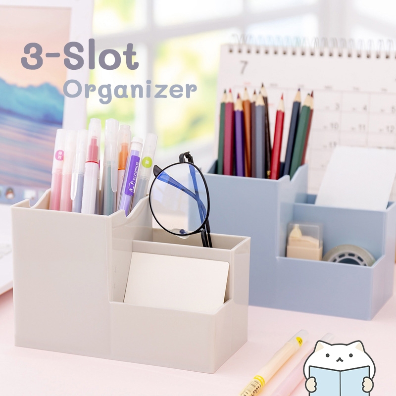 กล่องจัดระเบียบ 3 ช่อง ✏️ 3 Slot Organizer จัดระเบียบบนโต๊ะ mimisplan