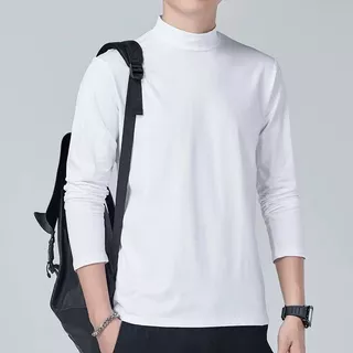 สินค้าพร้อมส่ง เสื้อยืดแขนยาว คอเต่า แบบสวมหัว ทรงหลวม สไตล์เกาหลี แฟชั่นสําหรับผู้ชาย