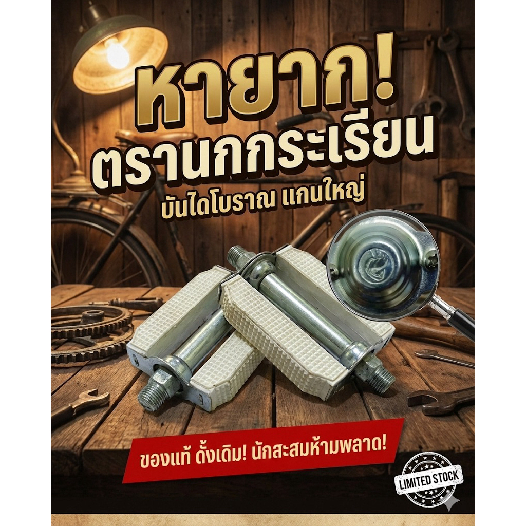 บันไดจักรยานโบราณ ตรานกกระเรียน หายาก เเกนใหญ่