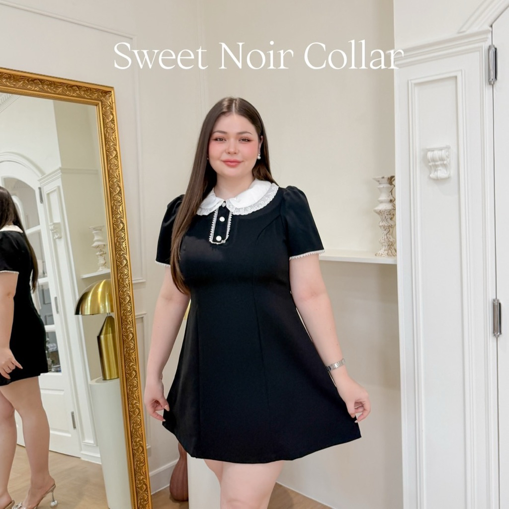 Lady M | Sweet Noir Collar dress plussize เดรสสั้นสาวอวบ พลัสไซส์ ให้ลุคสุภาพ น่ารัก ใส่ทำงาน คาเฟ่ Everydaylook