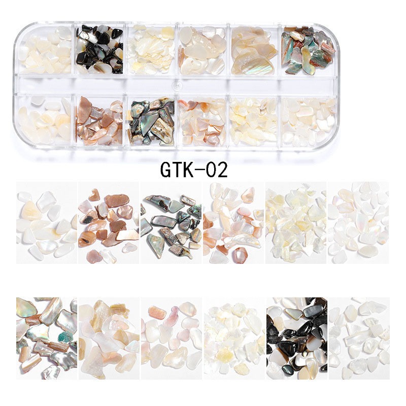 เครื่องประดับเปลือกหอย อุปกรณ์ตกแต่งเล็บ คริสตัล 3D ทรงพิเศษ Diy 12ช่องมี สำหรับติดตกแต่งเล็บ - รูปที่ 2