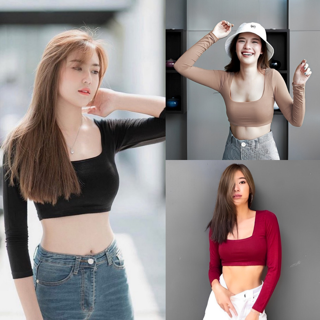 🌈SpinnyHouse🌈ครอปแขนยาว2ชั้น 191