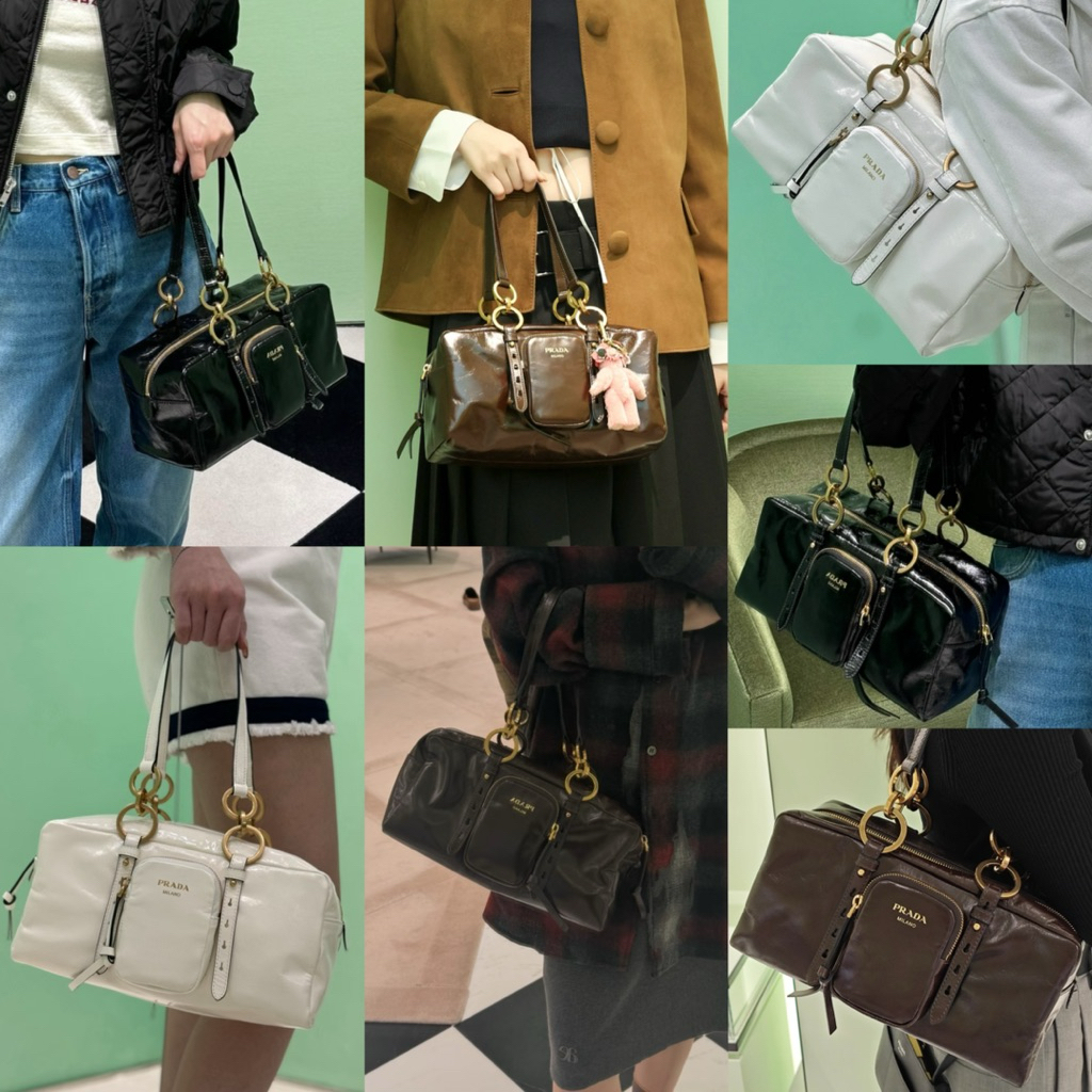 🧡 100% ของแท้ PRDA Dangle หนังลูกวัวหนังแท้กระเป๋าสะพาย 👜