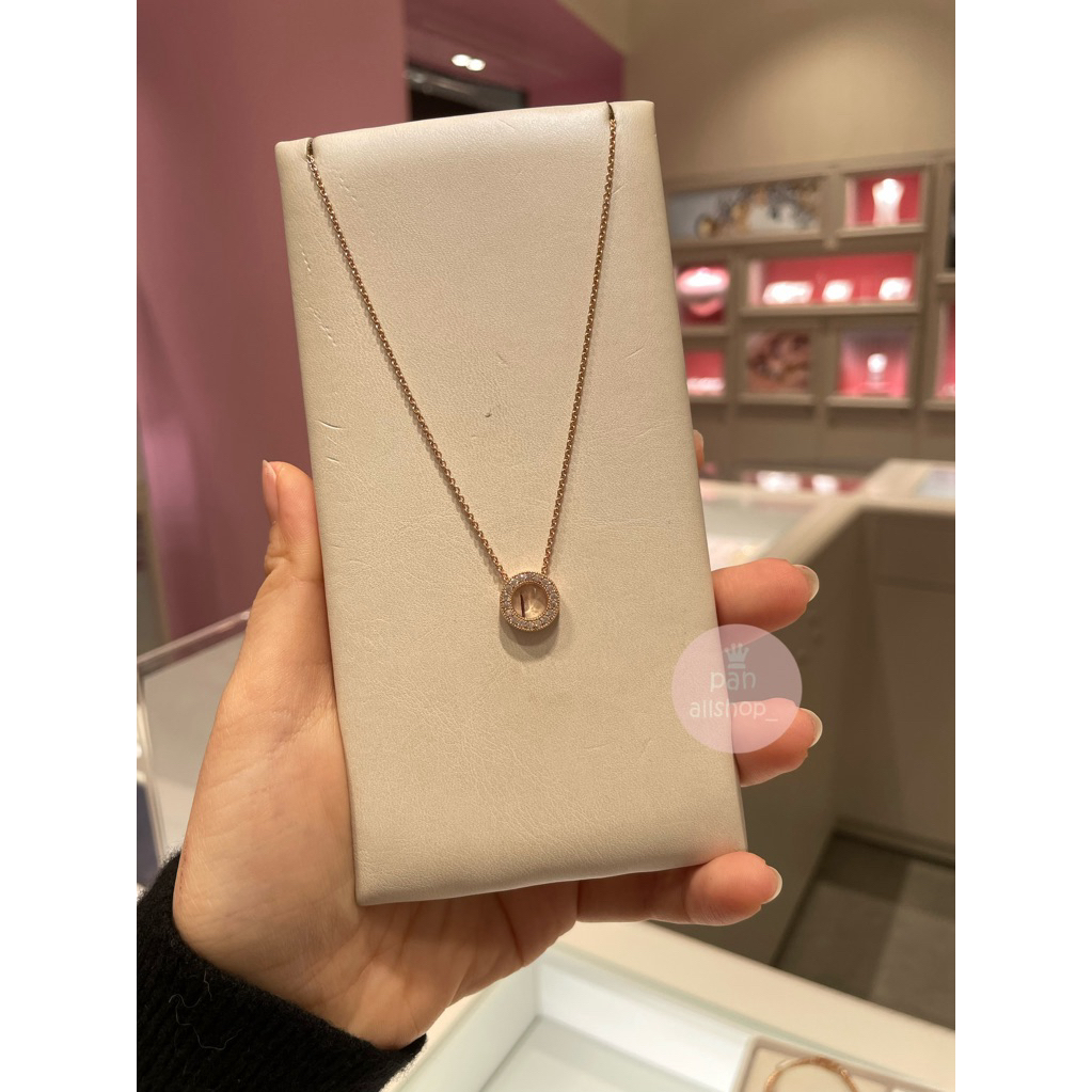 (ของแท้100%)Pandora Logo Pavé Circle Collier Necklace rose สร้อยคอโลโก้โรส พร้อมกล่องถุง