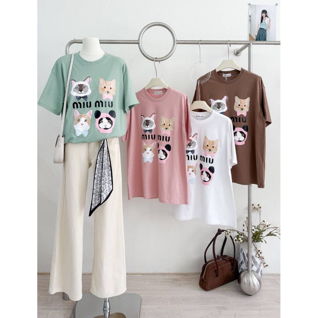 เสื้อยืดผ้านุ่มมากลาย miumiu