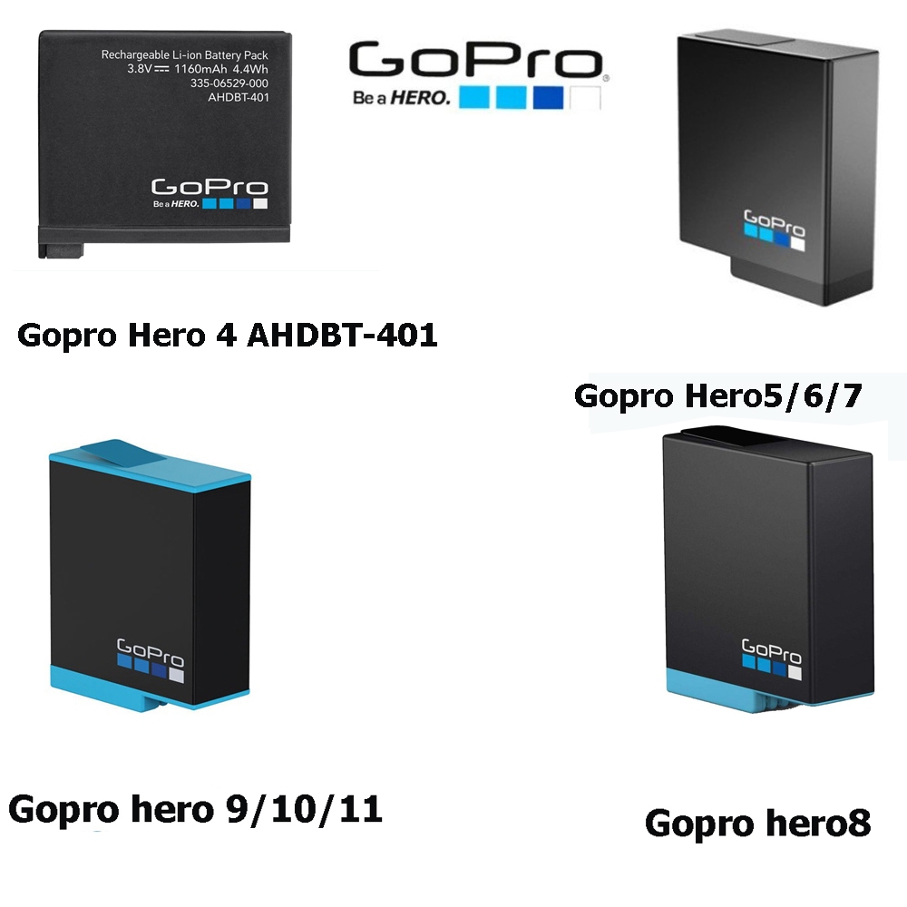 ของแท้ GoPro แบตเตอรี่ ที่ชาร์จใหม่ได้ For Hero 4/5/6/7/8/9/10/11/12/13 แบตเตอรี่ สำหรับกล้อง GoPro ของแท้