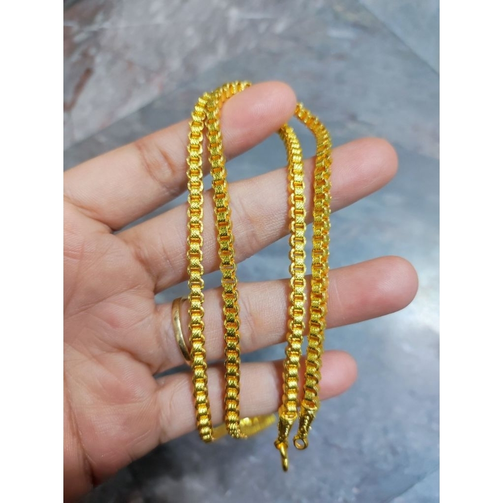 k34สร้อยคอทาโร่เหลี่ยมหนัก1บาท2บาท ทองชุบเคลือบหนางานตันแน่นสวยเหมือนของจริง