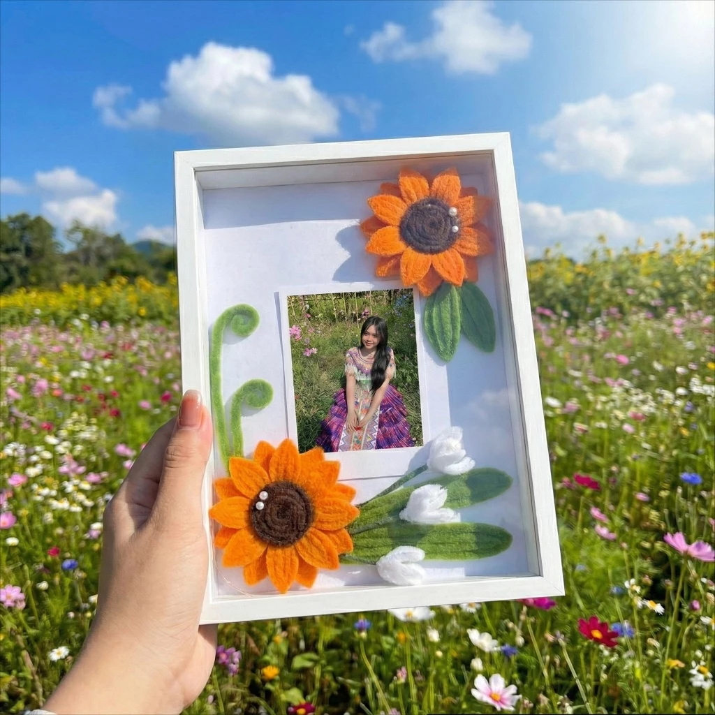 กรอบรูปดอกทานตะวันที่ทำจากกำมะหยี่ DIY ใส่รูปตัวเองได้ thumbnail 6
