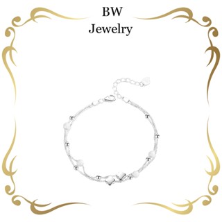 BWjewerly สร้อยข้อมือรูปโคลเวอร์สี่แฉก ชุบเงิน ดีไซน์เก๋ไก๋แ…