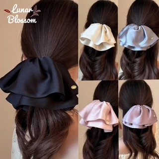 Lunar Blossom🎀🎀กิ๊บติดผมหางม้าผ้าซาตินเนื้อหนา เหมาะสำหรับทรงผมมัดครึ่งหัวของผู้หญิง กิ๊บติดผมทรงฉลามเก๋ๆ
