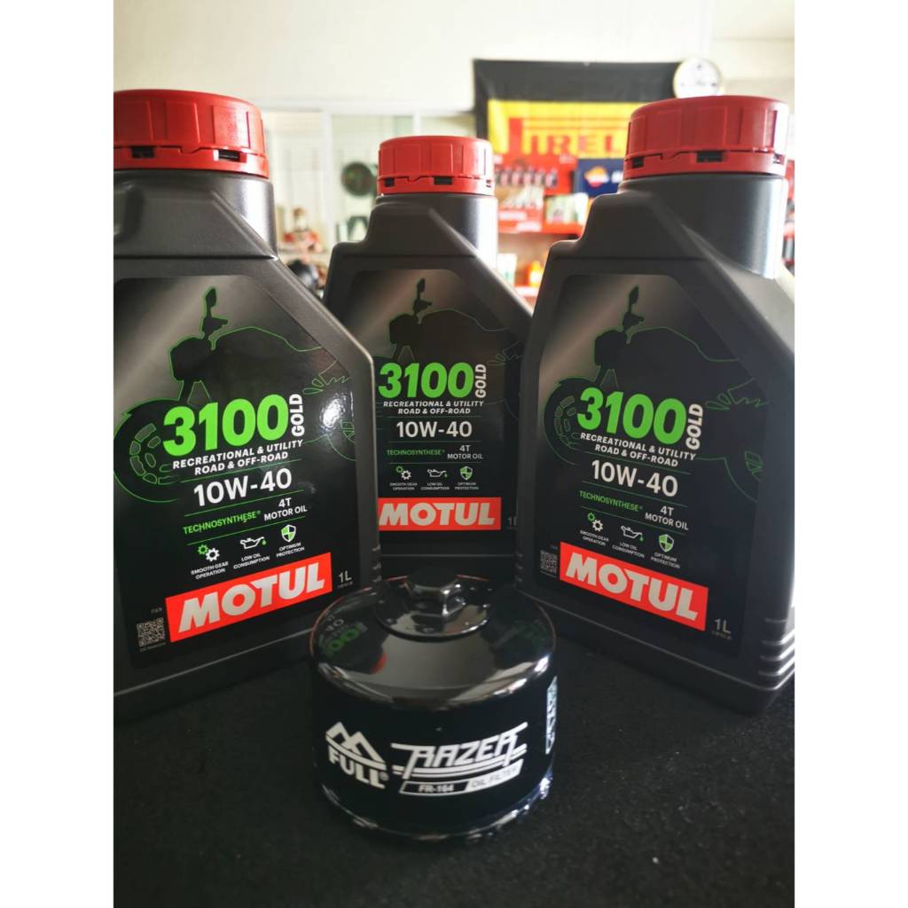 ชุดถ่ายน้ำมันเครื่อง MOTUL 3100 GOLD 10W-40 3 ลิตร ฟรีFR-164 สำหรับBMW F700 GS F750 GS, F850 GS F900