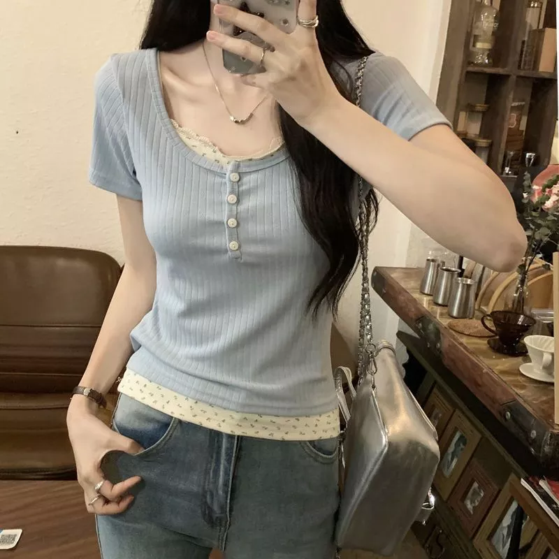 ชุดเสื้อแขนสั้นสองชิ้นลายพิมพ์ดอกไม้ thumbnail 7
