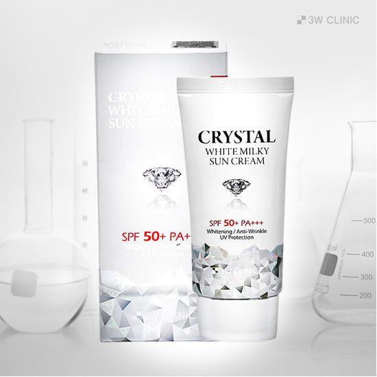 ครีมกันแดด 3W Clinic Crystal White Milky Sun Cream SPF 50+ PA+++